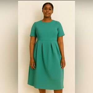 H&M Size 14 Midi Green Short Sleeve Dress